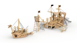 Piratenboot Albatros (voorsteven + uitkijkmast + achtersteven)